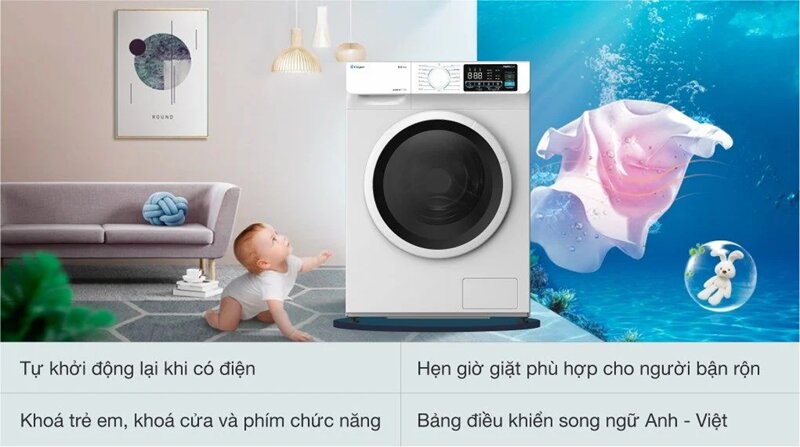 Ưu nhược điểm máy giặt Casper Inverter 9.5 kg WF-95I140BWC giá dưới 5 triệu đồng