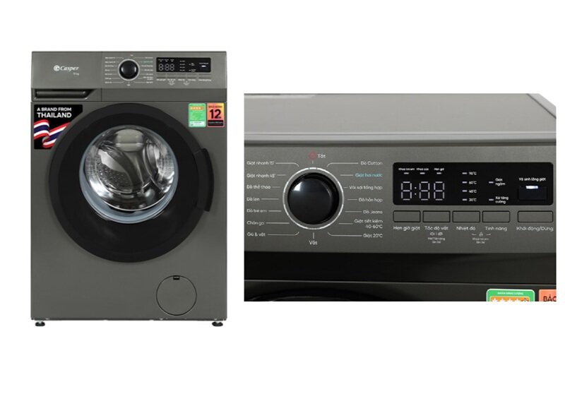 Máy giặt Casper 8kg WF-8VG1 hút khách bởi giá 4 triệu mà có cả giặt hơi nước nóng cao cấp!