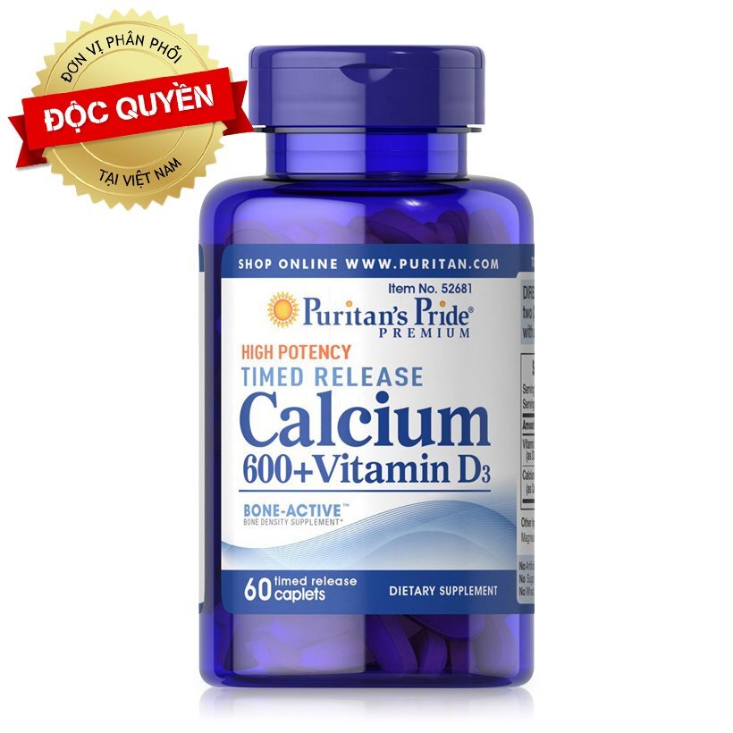 Puritan's Pride Calcium 600+ Vitamin D3 bổ sung canxi cho phụ nữ mang thai