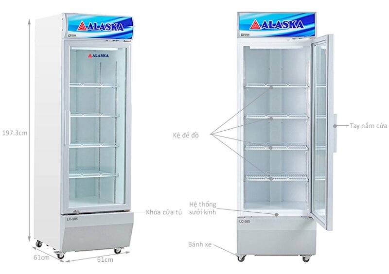 Tủ mát Alaska 1 cánh 382 lít LC-385 sở hữu nhiều tính năng nổi bật