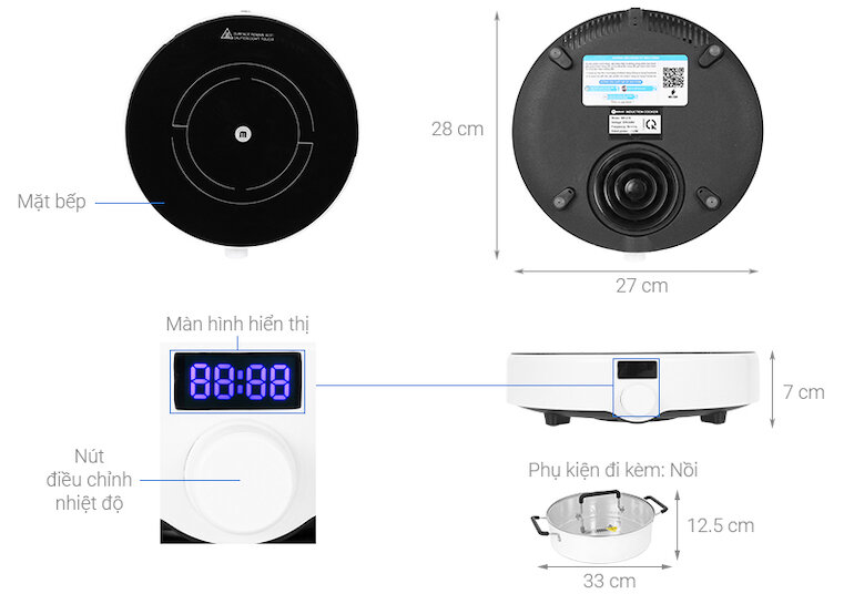 Bếp từ Mishio MK-218 có điều khiển bằng núm vặn đơn giản và dễ dàng sử dụng.