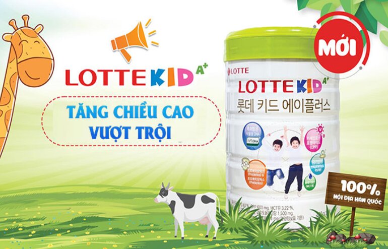 Sữa Lotte Kid A+ giúp trẻ tăng trưởng chiều cao