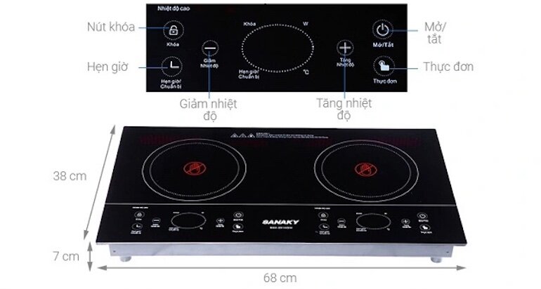 Bếp hồng ngoại Sanaky SNK-201HGW có công suất đun nấu tối đa 4000W 