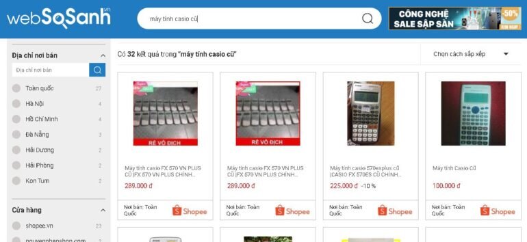 Sử dụng Websosanh.vn để tìm nơi bán máy tính Casio cũ
