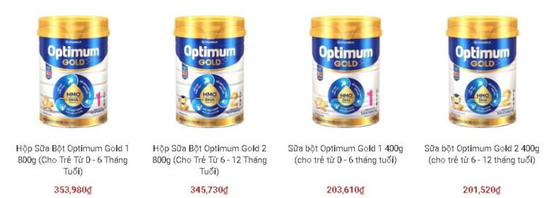 Giá sữa Optimum Gold bao nhiêu tiền?
