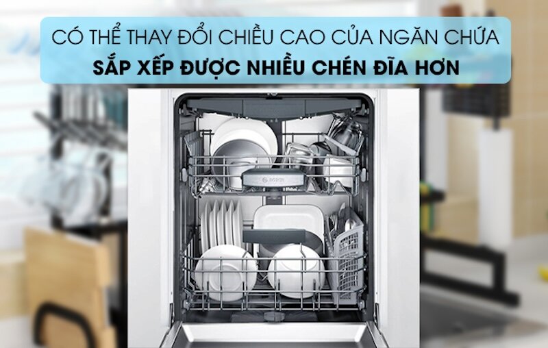 Xếp đồ dễ dàng hơn với máy rửa bát Bosch SMS68PW01E