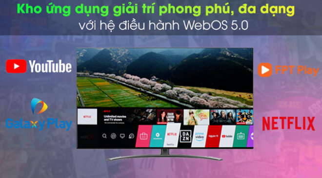 Hệ điều hành WebOS 5.0 giao diện phẳng nhiều ứng dụng