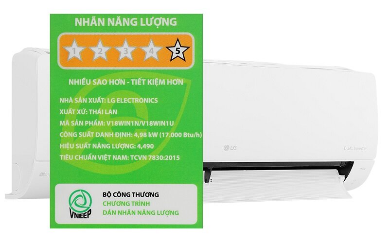 LG 18000 BTU inverter V18WIN1 air conditioner is extremely energy efficient with kW Manager, priced at just over 12 million