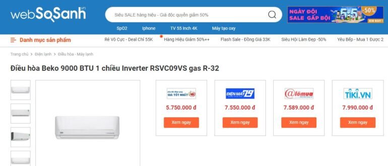 Điều hòa Beko RSVC09VS - Giá tham khảo trung bình khoảng: 6.790.000 vnd