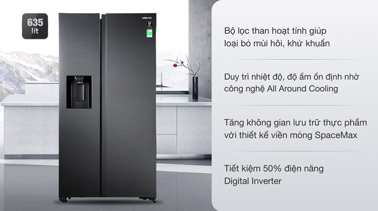 Tủ lạnh Samsung side by side Inverter 635 lít, model RS64R5301B4/SV