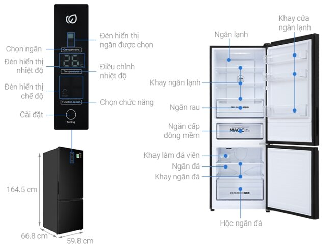 Tủ lạnh Aqua 2 cánh Inverter 292 lít AQR-B348MA(FB) - Giá tham khảo 10.700.000 VNĐ