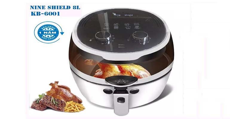 Nine Shield KB-6001 có dung tích lớn lên đến 8L Nồi chiên không dầu Nine Shield KB-6001