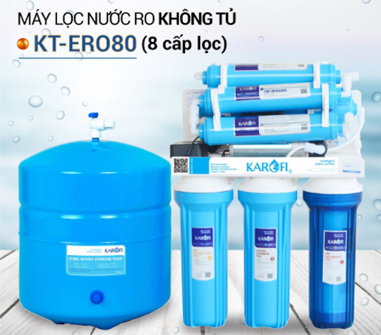 Máy lọc nước Karofi KT-ERO80 được trang bị 8 lõi lọc tiên tiến và hiện đại.