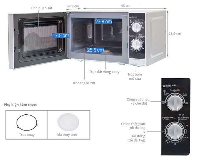 Lò vi sóng Sharp R-205VN-S giải pháp nấu ăn nhanh gọn dành cho người bận rộn