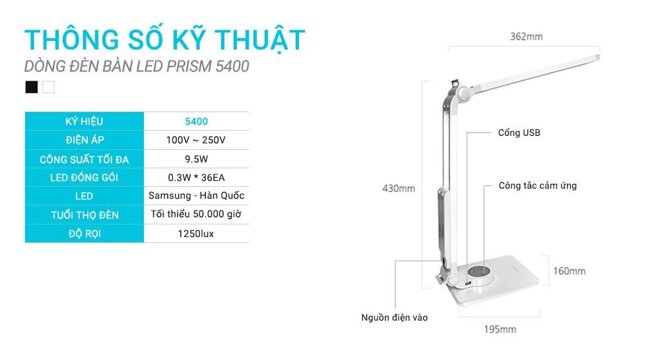 Đèn bàn Prism 5400CW với thiết kế ưu việt và ấn tượng