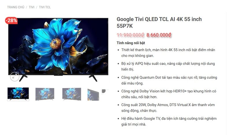 TOP 5 tivi bán chạy nhất tại Điện máy Minh Phương cận Tết Nguyên đán Bính Ngọ 2026