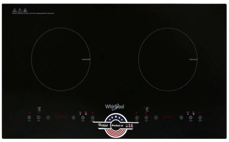 Bếp hồng ngoại thương hiệu Whirlpool sở hữu thiết kế nhỏ gọn, mặt bếp kính cường lực sang trọng