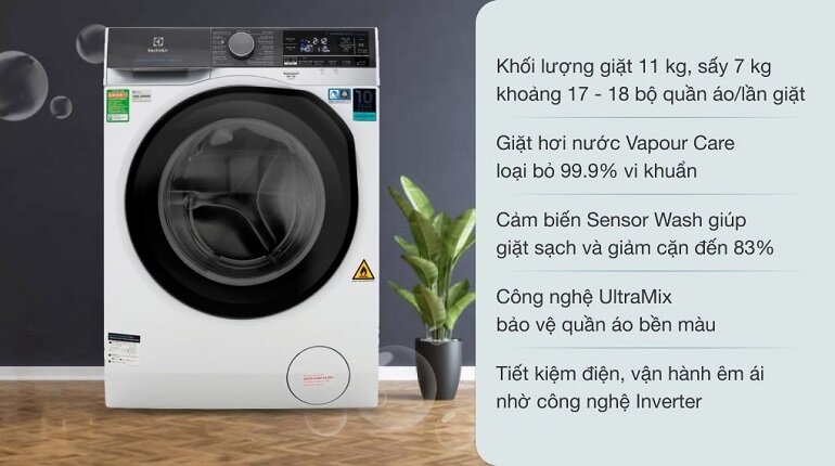 Top 3 sản phẩm máy giặt sấy Electrolux loại 11kg tốt nhất hiện nay