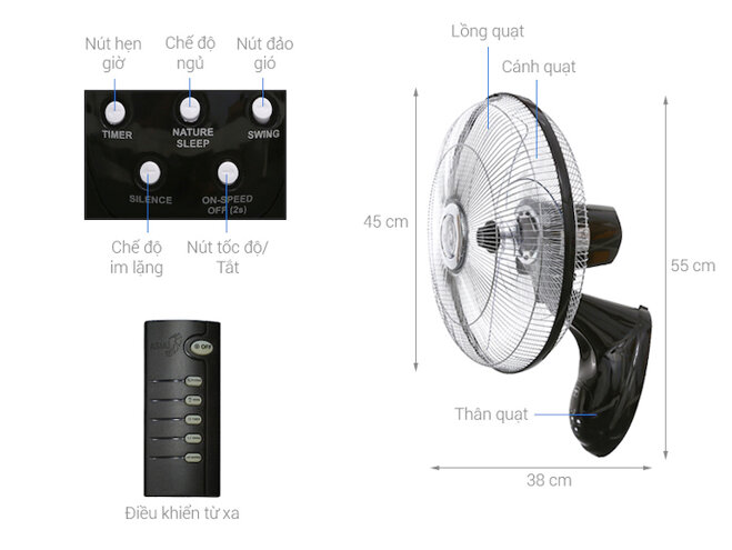 Quạt treo tường Asia L16020