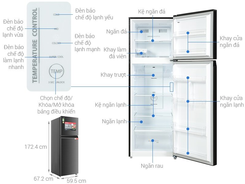 Đánh giá chi tiết tủ lạnh Toshiba Inverter 338 lít GR-RT468WE-PMV(58)-MM