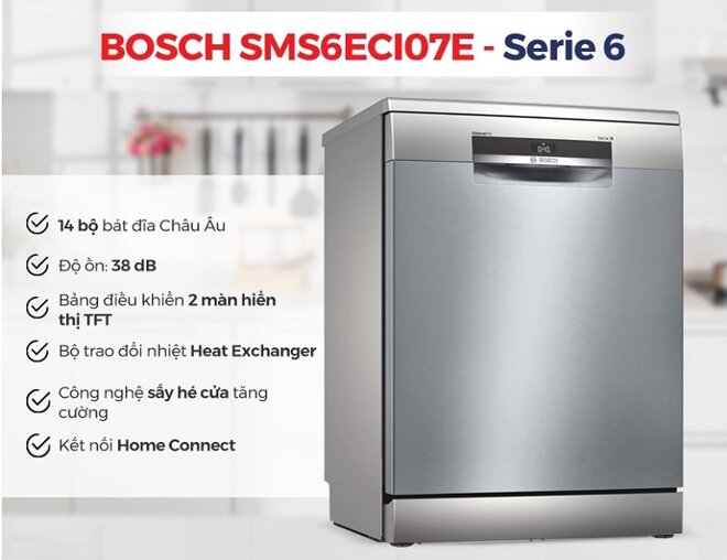 Chức năng, công nghệ của máy rửa bát Bosch SMS6ECI07E đa dạng