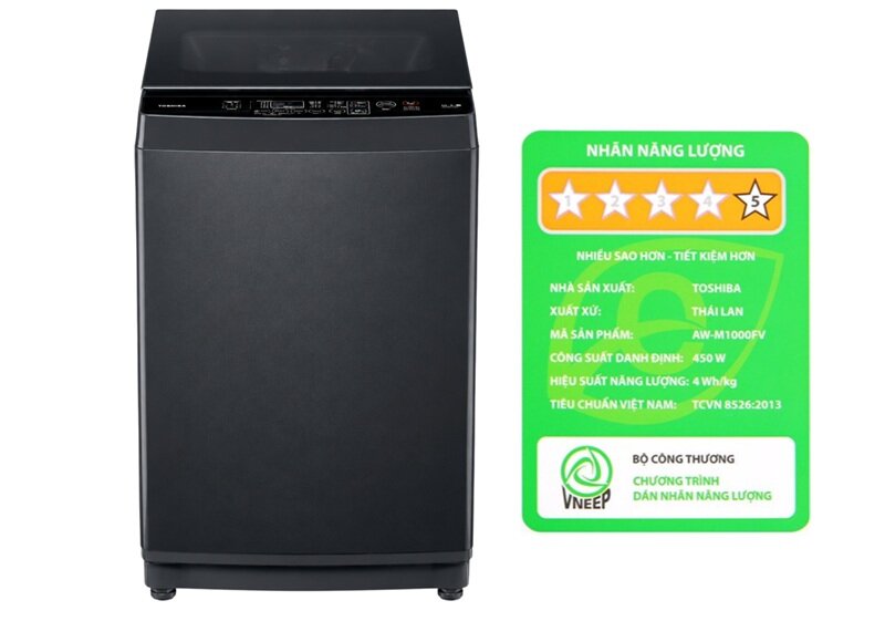 Toshiba AW-M1000FV(MK) giảm giá còn 3 triệu, máy giặt 9kg cửa trên tiết kiệm điện cho gia đình