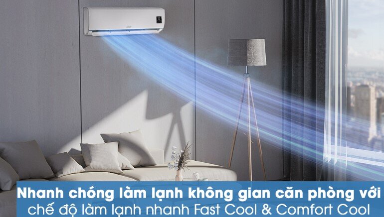 Điều hòa Samsung AR09TYHQASINSV làm mát nhanh nhờ chế độ Fast Cool & Comfort Cool