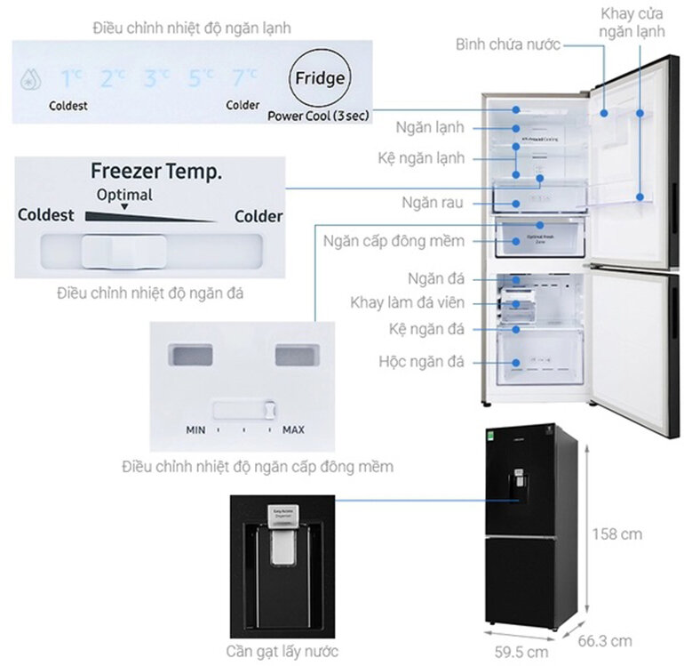 Tủ lạnh Samsung Inverter ngăn đá dưới, 276 lít RB27N4170BU/SV có ngăn đông mềm