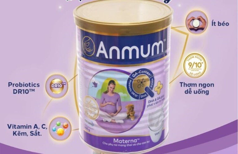 Sữa bầu Anmum Materna ít béo và cung cấp nhiều DHA giúp thai nhi thông minh