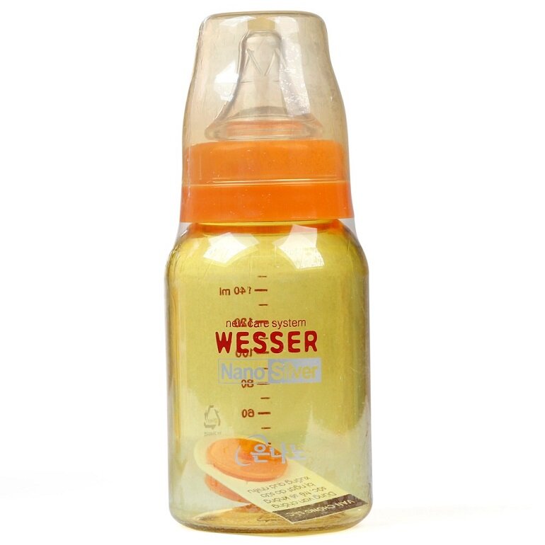 Bình sữa Wesser cổ hẹp 140ml sử dụng công nghệ tráng bạc kháng khuẩn