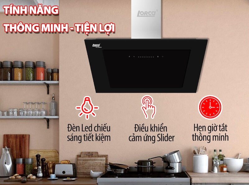 Máy hút mùi Lorca TA-6008CM-70cm gọn gàng bếp Việt, tinh tế từng góc nhỏ