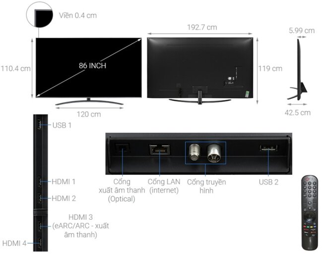 smart tivi LG 86 inch 4K 86UQ9100PSD