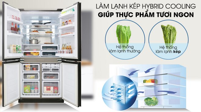 Tủ lạnh 4 cánh Sharp SJ-FX688VG-RD - 678 lít làm lạnh tốt