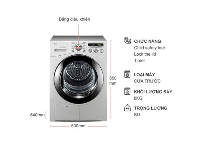 máy sấy quần áo LG DR80BW