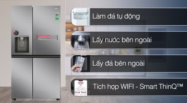 Tủ lạnh LG GR-D257JS được tích hợp khay lấy nước và đá ở bên ngoài