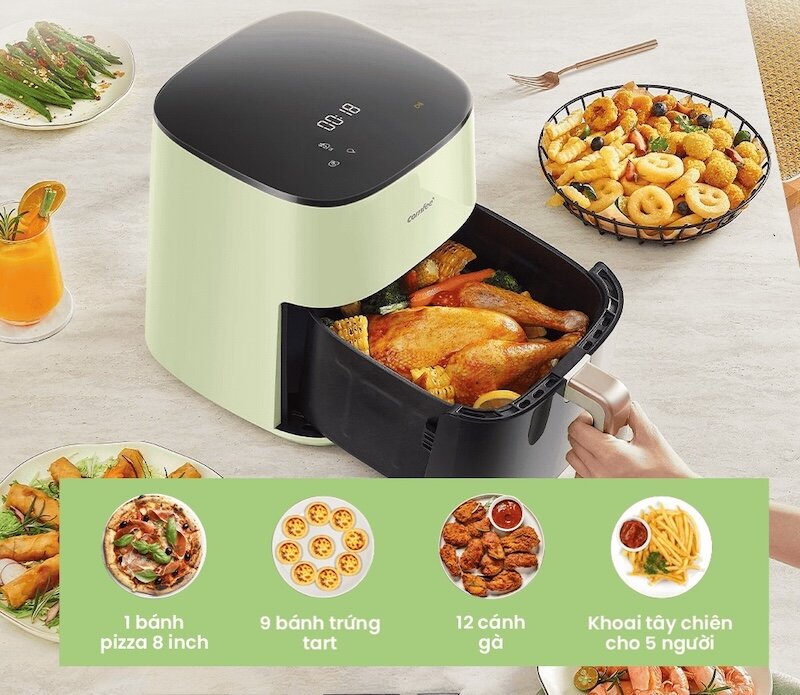 Nồi chiên không dầu Comfee CAD-75PG00A0 tiệc tùng thả ga, không lo thiếu cỗ!