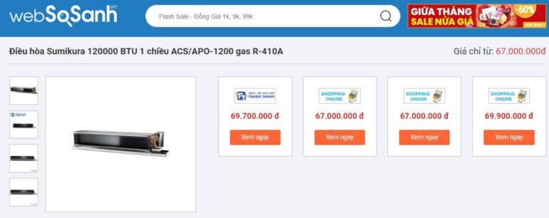 Giá điều hòa Sumikura ACS/APO-1200 70 triệu liệu có đắt?
