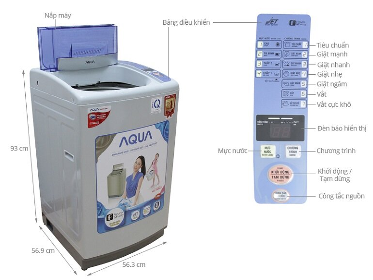 Máy giặt Aqua AQW S70V1T có giá tham khảo 3.990.000đ tại websosanh.vn
