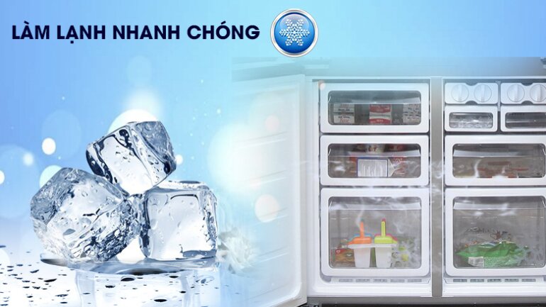 Tủ lạnh Sharp 4 cánh SJ-FX630V-ST làm lạnh thực phẩm nhanh chóng tiện lợi