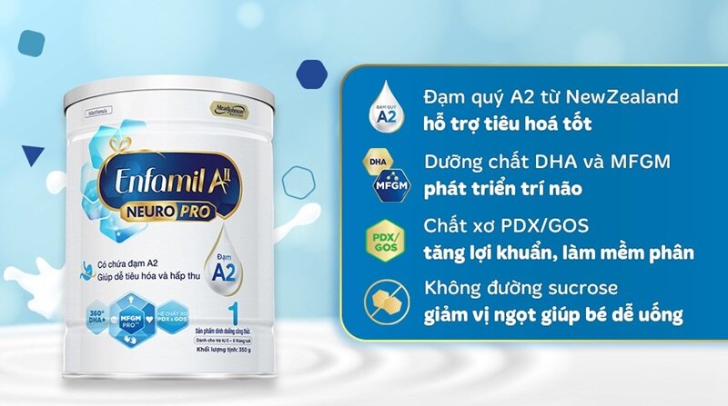 Đánh giá sữa Enfamil A2 có tốt không: so sánh thành phần với sữa A2 khác