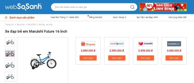Giá xe đạp trẻ em nhập khẩu Nhật Maruishi bao nhiêu tiền?