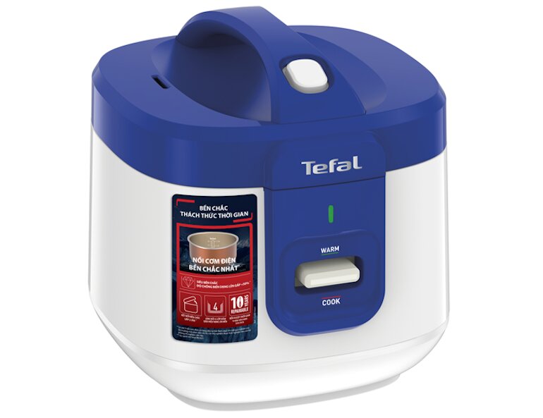 Nồi cơm điện Tefal RK361168 sở hữu hai màu trắng và xanh nước biển vô cùng đẹp mắt.