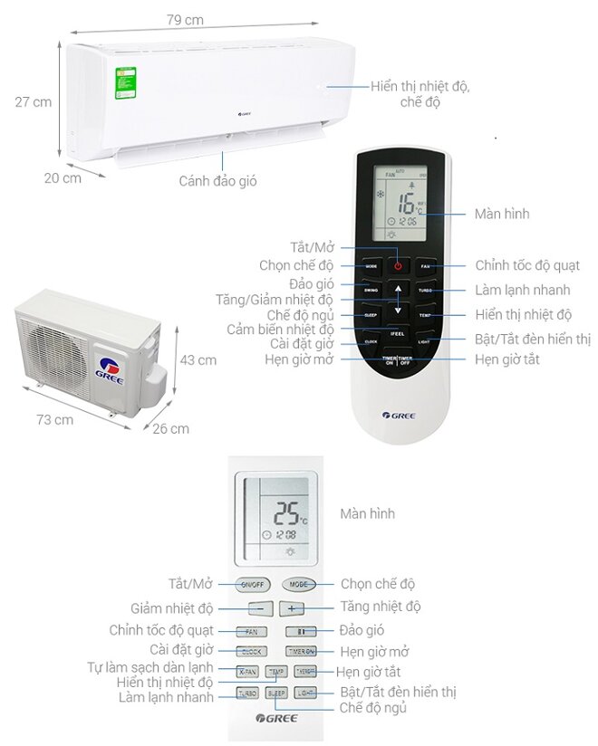 điều hòa Gree GWC09QB-K3NNB2H - 9000BTU