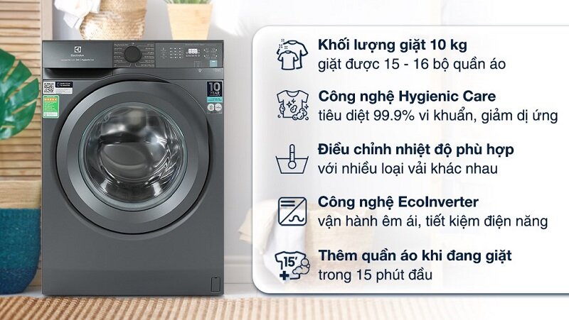 Gợi ý 5 máy giặt Electrolux 10kg cửa ngang giá rẻ dưới 10 triệu đồng đáng mua hiện nay