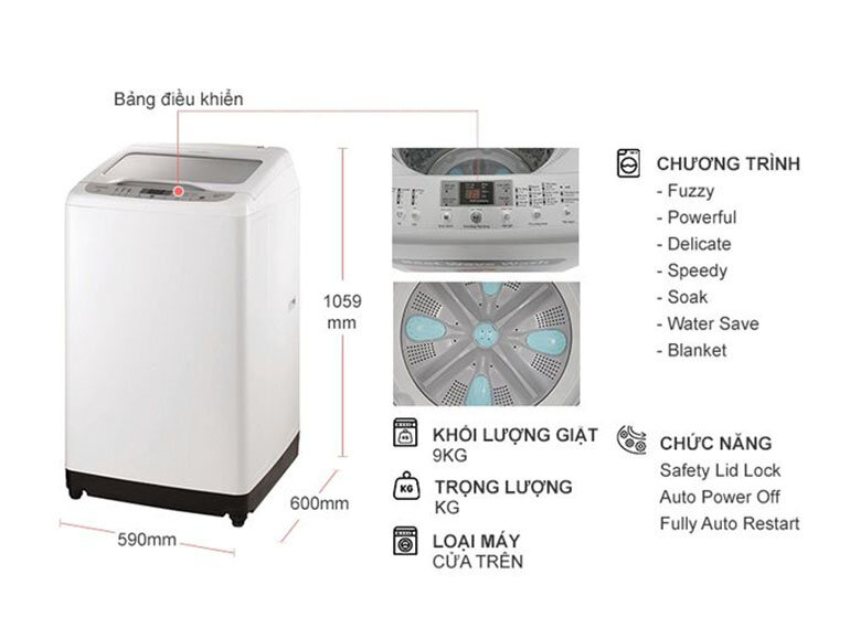 máy giặt 9.5 kg Hitachi SF-S95XC lồng đứng