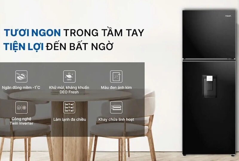 Review chi tiết tủ lạnh Aqua Inverter 236 lít AQR-T265FA(WFB)