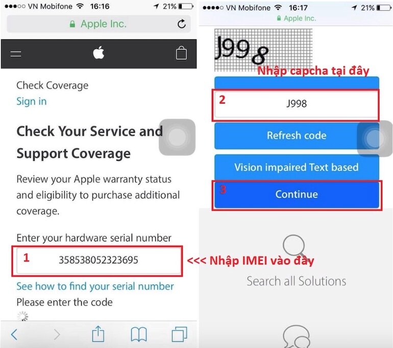 Nhập số IMEI và kiểm tra ngày kích hoạt iPhone trên website của Apple