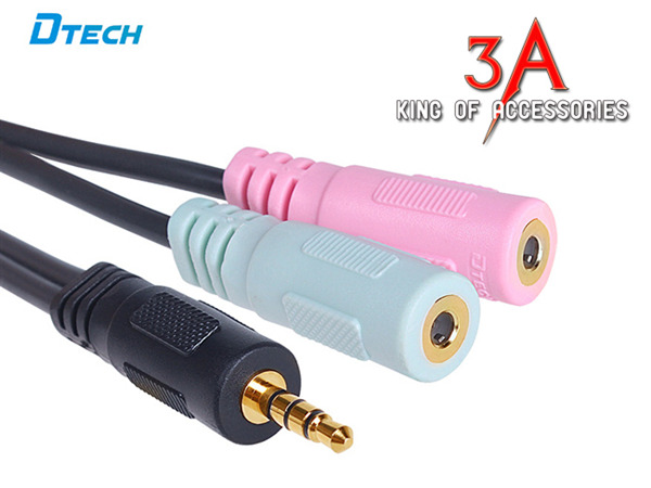 Cáp chia Audio 3.5mm ra Mic và Loa chính hãng Dtech DT-6237 