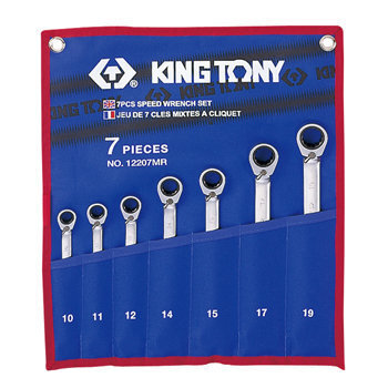 Bộ cờ lê vòng miệng 7 cái hệ mét Kingtony 12207MR, 10-19mm