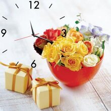 Đồng hồ tranh lọ hoa hồng Dyvina 1T3030-2